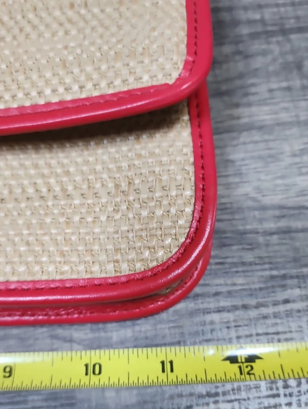 Cole Haan Woven Straw Clutch with Red Trim